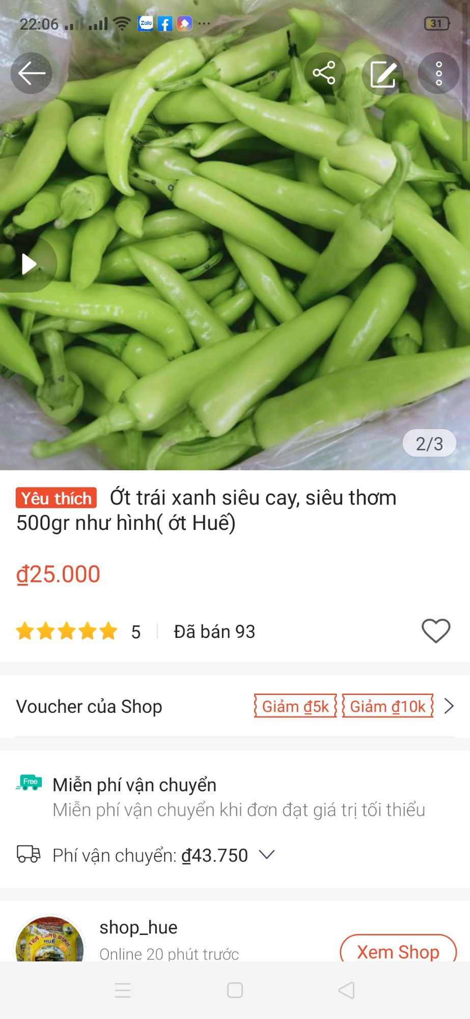 Ớt trái siêu cay, siêu thơm ớt Huế 1kg