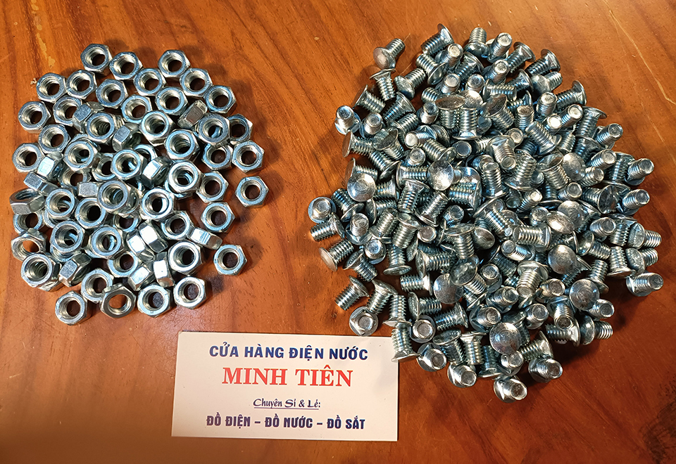 Bulon, bù lông, ốc lắp kệ sắt v lỗ 8 ly dài 13mm combo 10, 20, 30, 40, 50 con