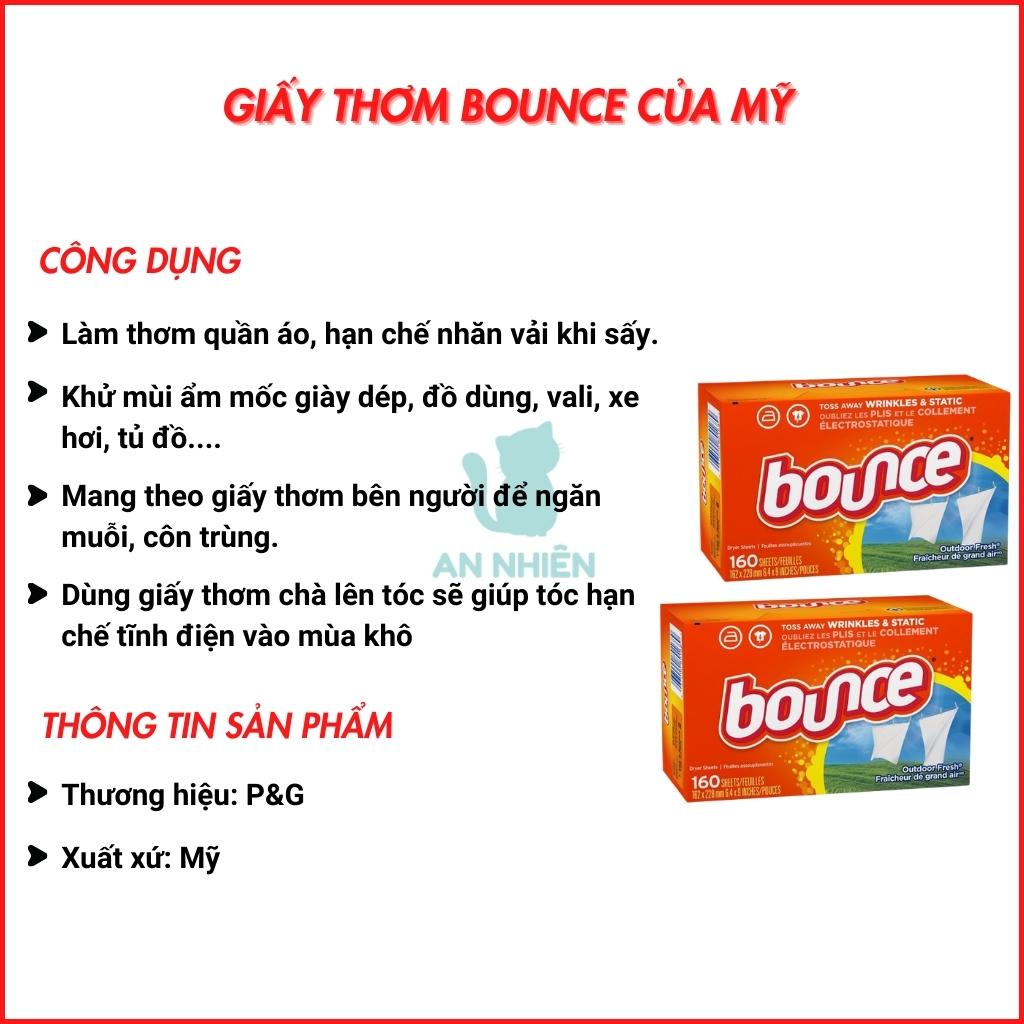 Giấy thơm sấy quần quần áo Bounce làm mềm vải, chống ẩm mốc, tĩnh điện mùa khô
