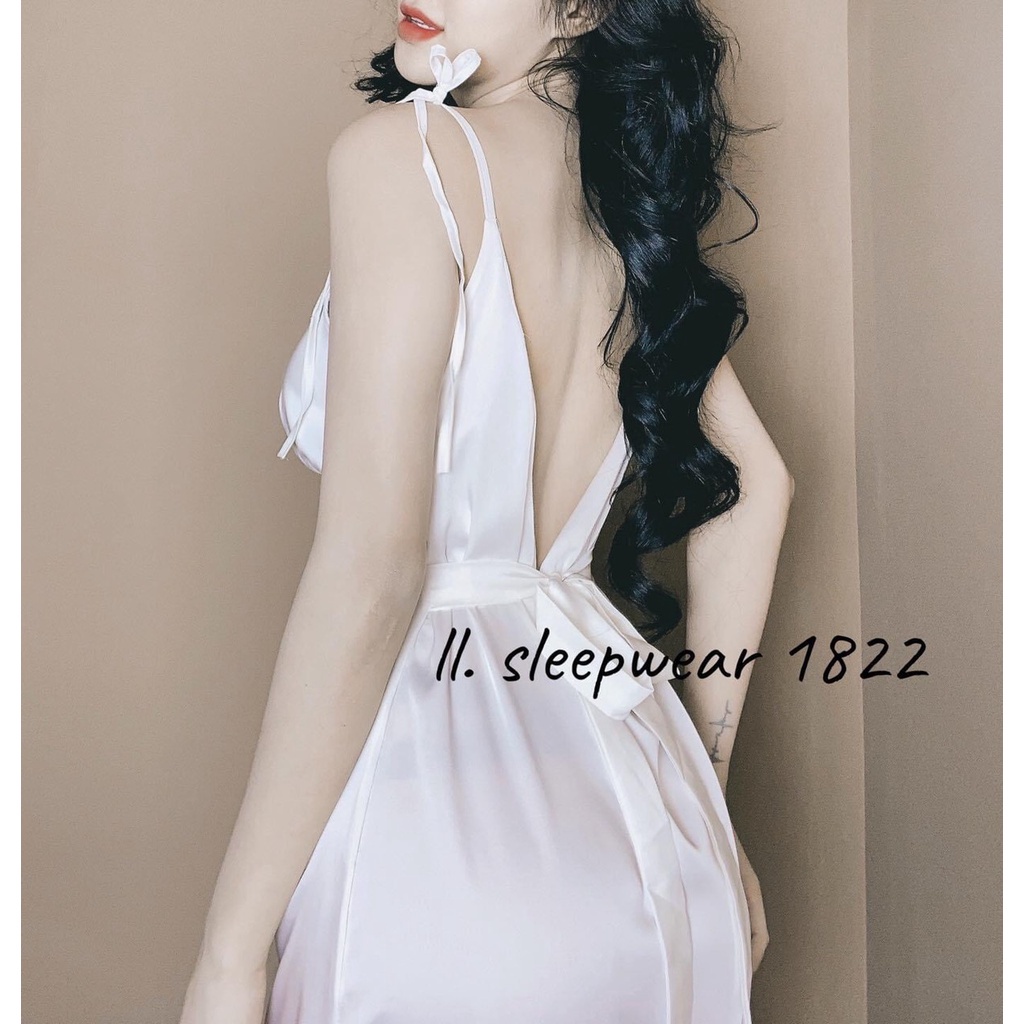 Đầm Ngủ 2 Dây Thắt Nơ Vai Sexy Chất Lụa Cực Mát Freesize