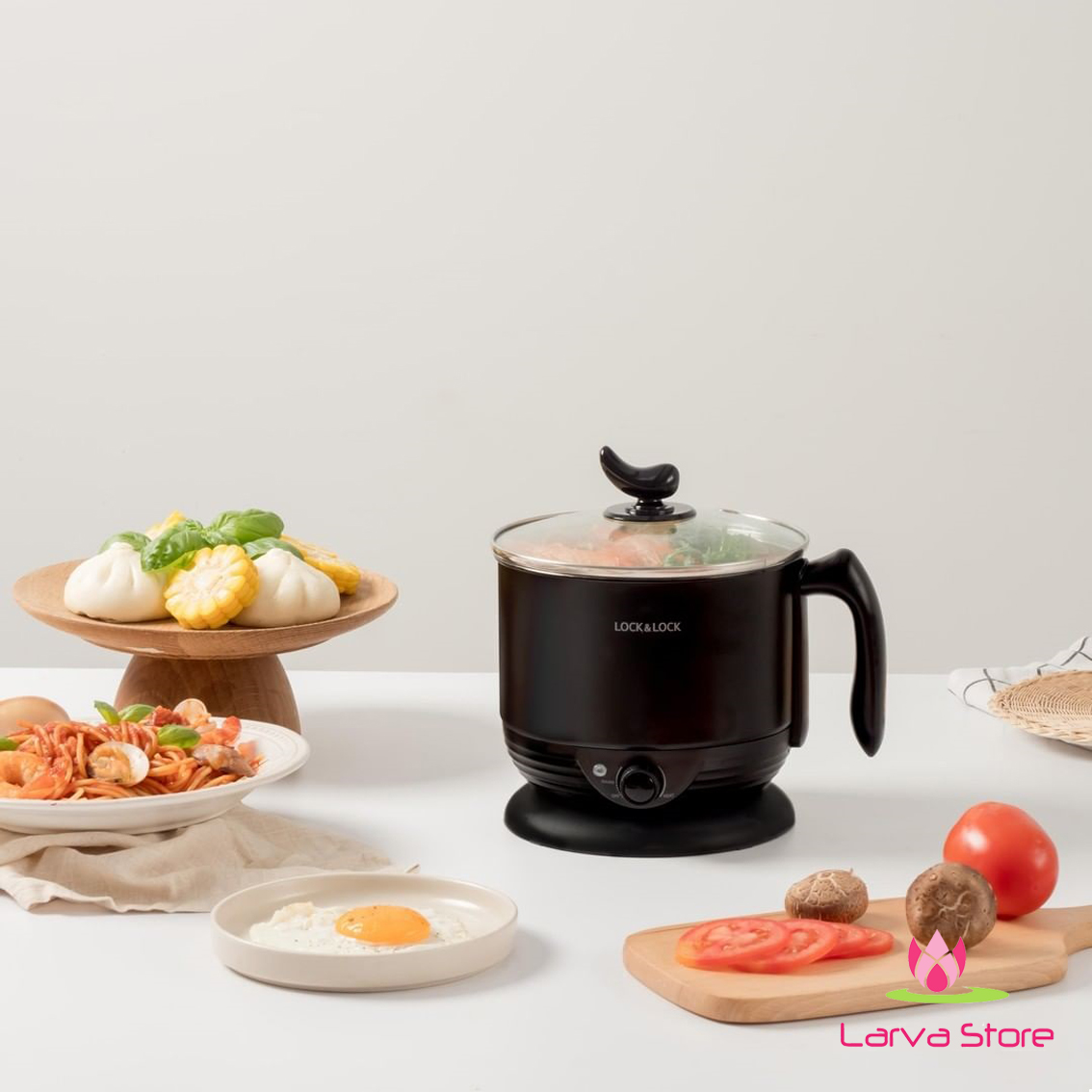 Ca Điện, Nồi Lẩu Điện Mini Đa Năng Lock&Lock Multi Pot 1.2L EJP316BLK