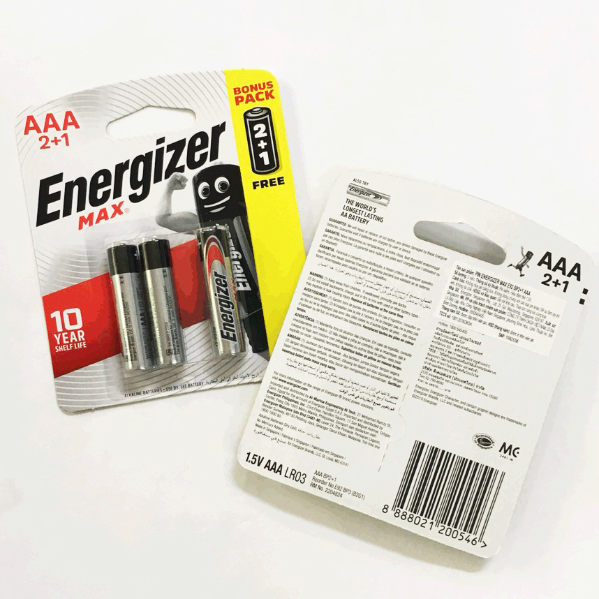 Vỉ 3 viên Pin AAA Energizer Max E92 Alkaline chính hãng