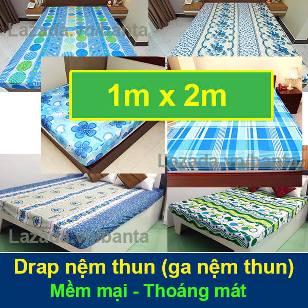 Ga nệm thun lạnh 1m x 2m (drap nệm thun, ra bao nệm thun lạnh) SGTEXCOM (Giao màu ngẫu nhiên)