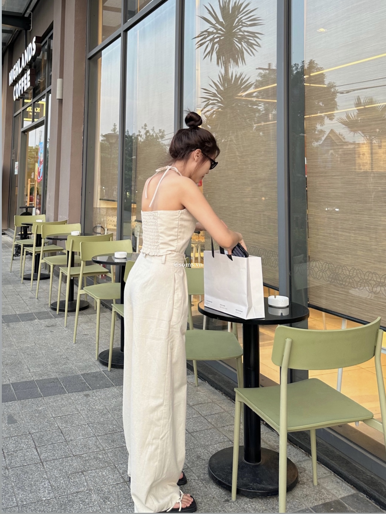 Quần linen ống rộng hack dáng