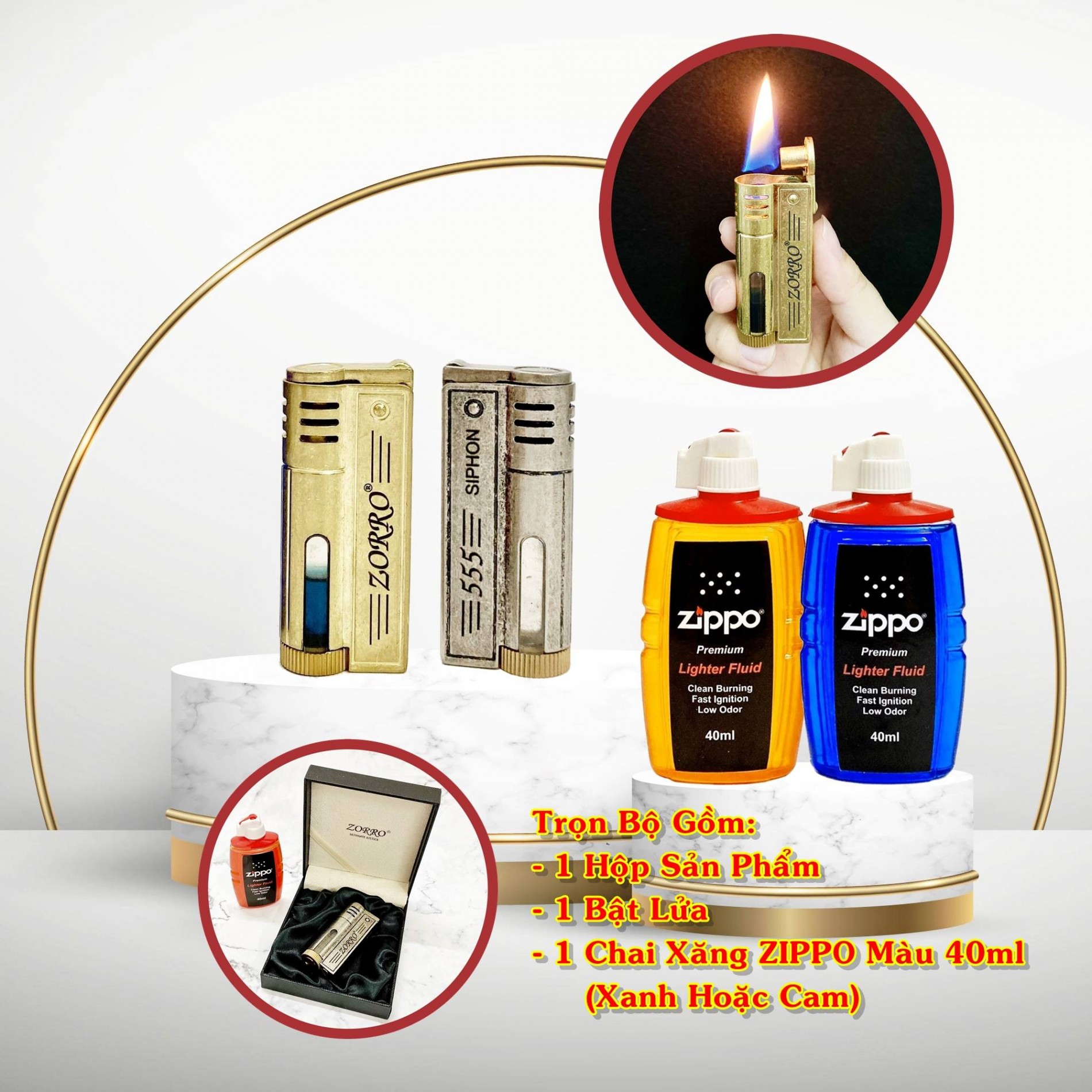 BẬT LỬA XĂNG LỘ THIÊN ZORRO SIPHON 555 (FULLBOX) - (XÀI XĂNG)