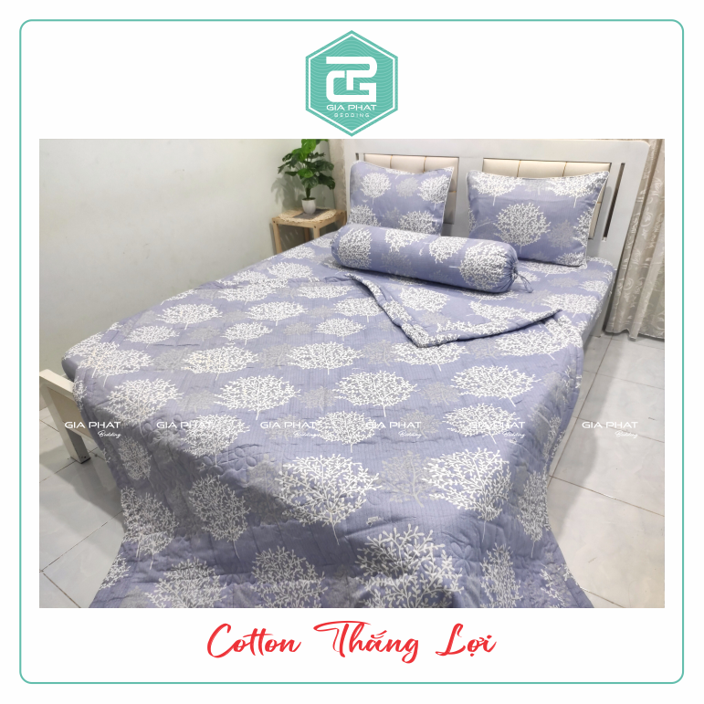 Bộ ga gối Thắng Lợi {4 món} 100% Cotton chuẩn logo họa tiết