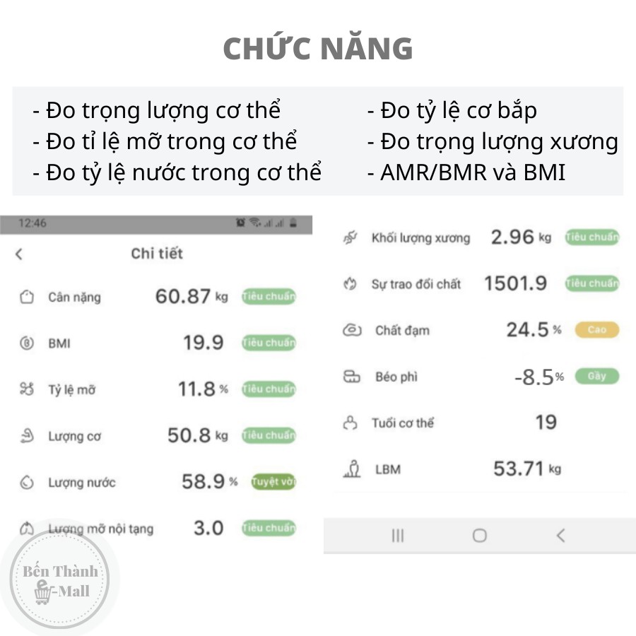 Cân Điện Tử Sức Khỏe Thông Minh Kết Nối Điện Thoại Đo Chỉ Số Sức Khỏe Kiểm Soát Ăn Uống, Hoạt Động Thể Thao