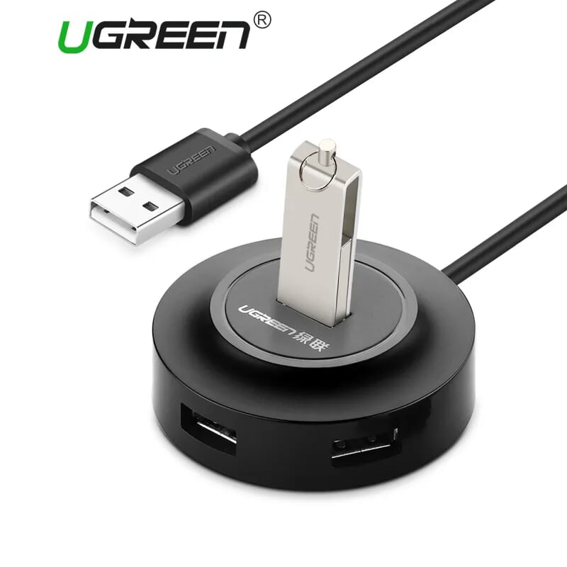 Ugreen 20277 1M màu Đen Bộ chia HUB USB 2.0 sang 4 USB 2.0 hỗ trợ nguồn 5V CR106