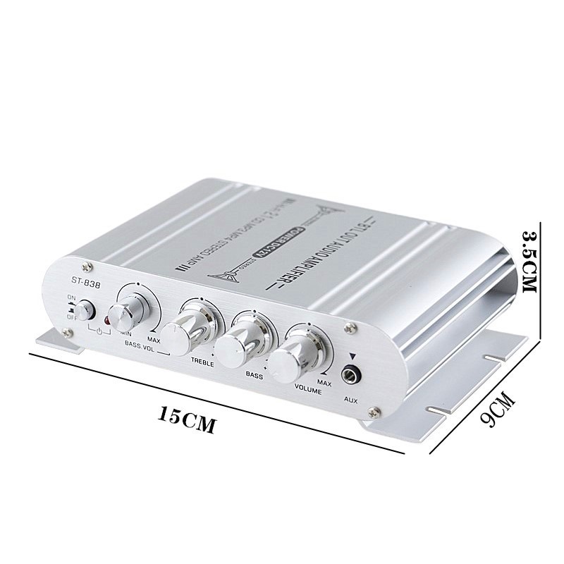 Bộ Khuếch Đại Hi-Fi /Âm Ly Mini St-838 12V Hi-Fi 2.1 Cho Xe Ô TôXe Máy Âm Thanh Gia Đình Có Bass Mẫu Mới 2020 -Dc4253