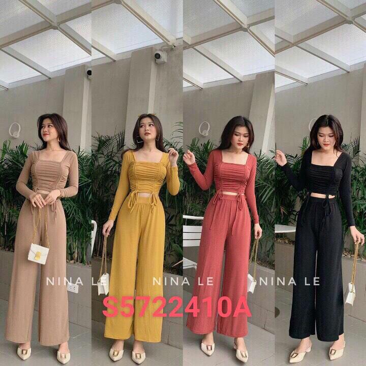 Set rút dây quần ống rộng