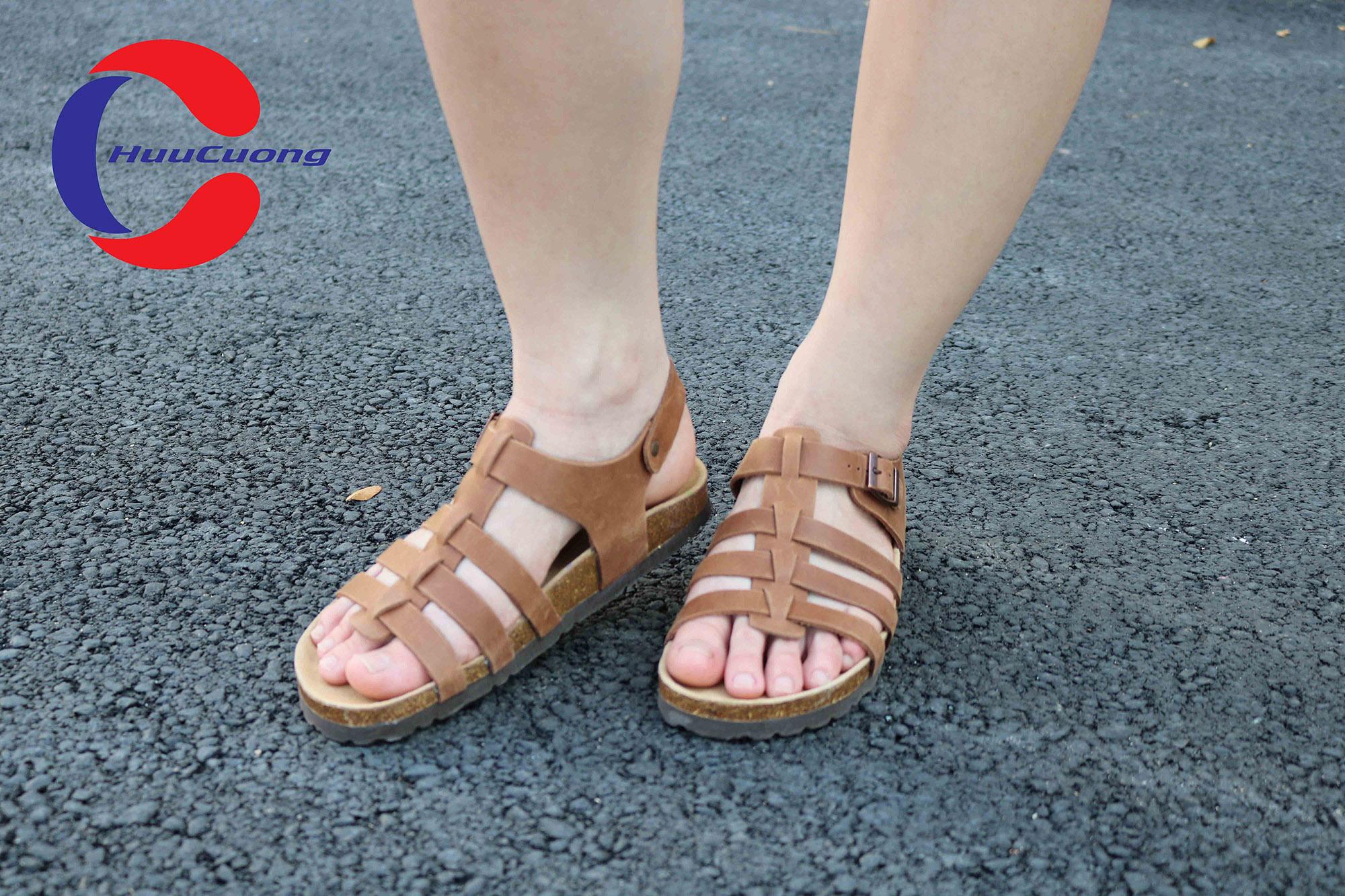 Giày sandal chiến binh da bò nam nữ đế trấu