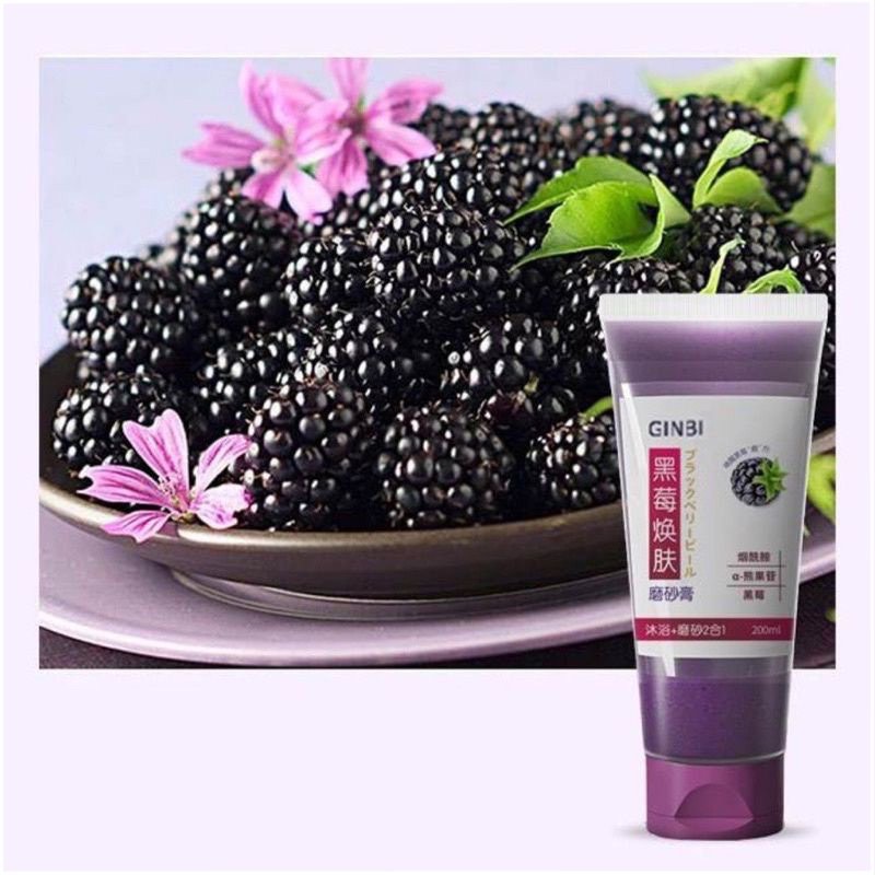 Tẩy Tế Bào Chết Toàn Thân Mâm Xôi Đen 200gr - GEL Tẩy Tế Bào Chết Toàn Thân Dưỡng Trắng Da An Toàn Hiệu Quả Đánh Thức Làn Da Mềm Mượt - Tẩy Kì Dâu Tằm 200gr