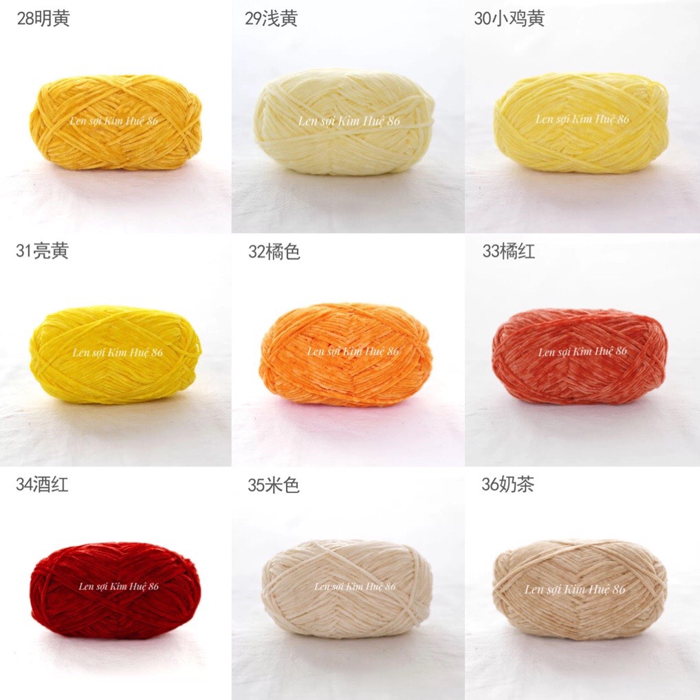 Len nhung 2mm cuộn 40g ( từ màu 01 đến màu 20)