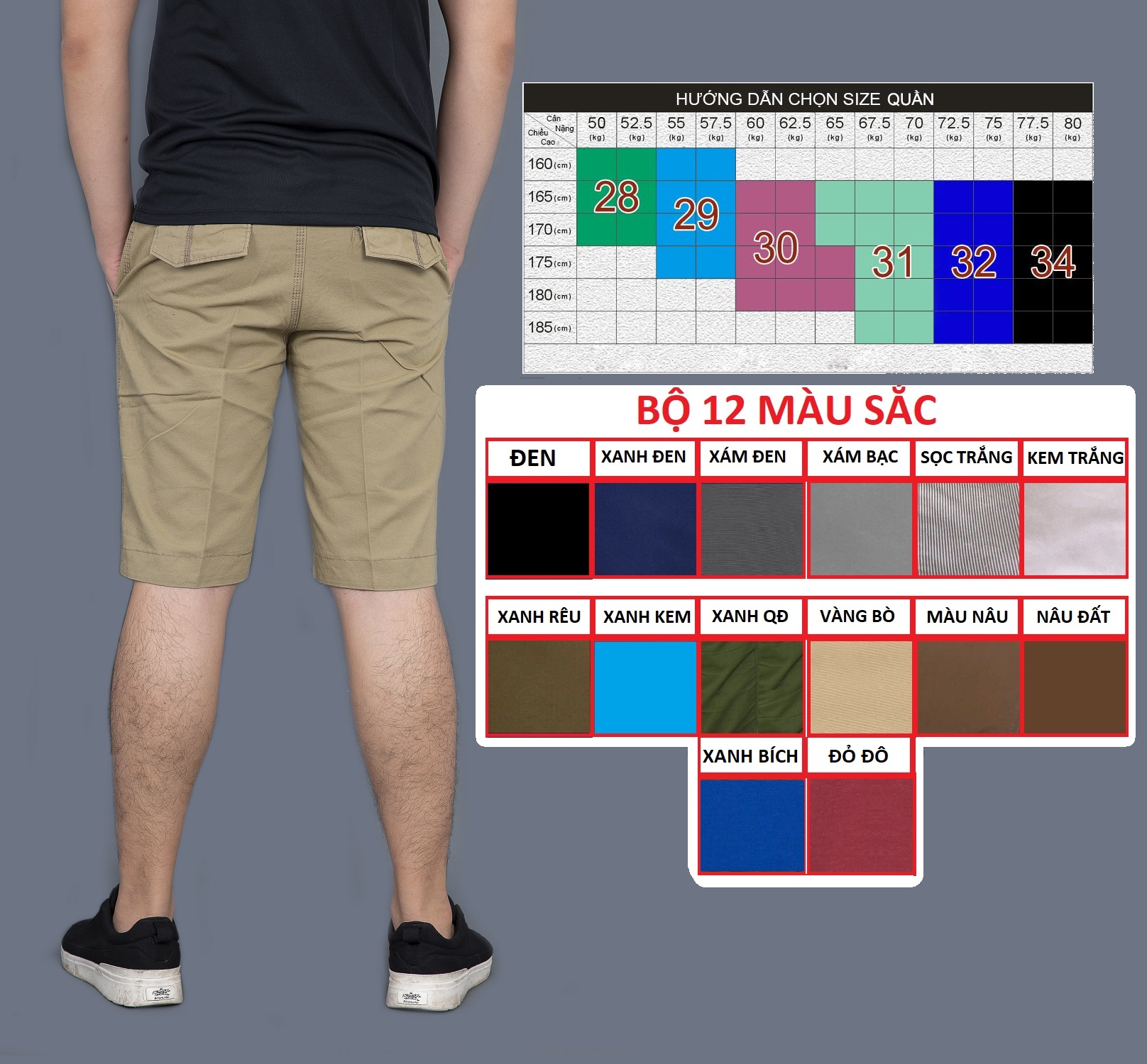 quần sọt kaki nam