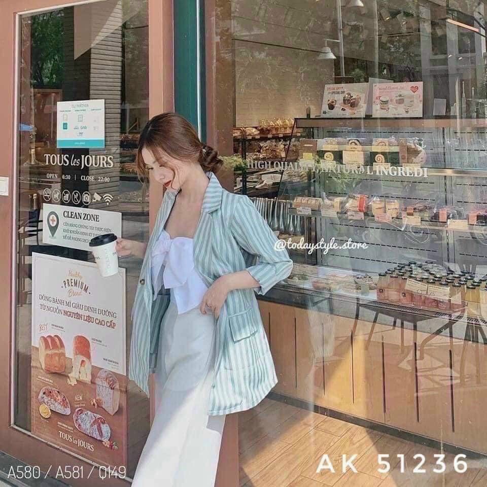 Áo vest blazer kẻ thanh lịch