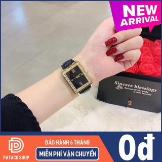Đồng hồ thời trang nữ Huans H110 dây da cao cấp mặt vuông viền đính cườm sang chảnh mẫu mới cực Hot thumbnail