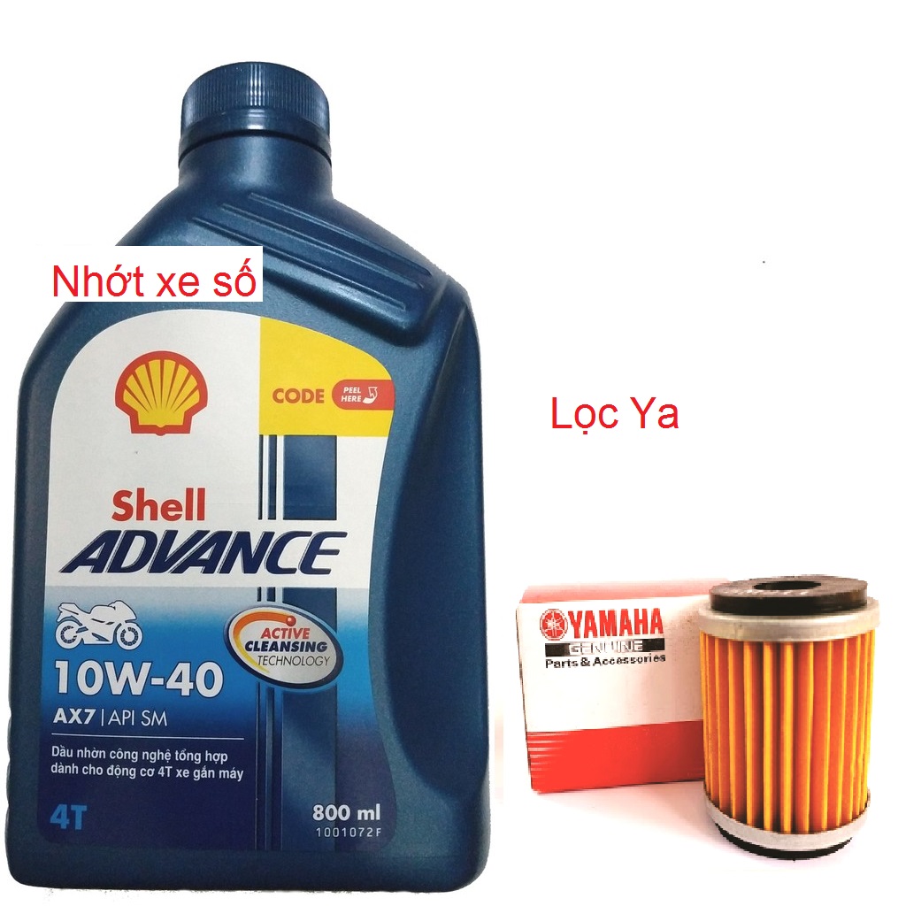 [DauNhot-Lọc Ya] Dầu nhớt động cơ xe máy shell AX7 10W40, nhớt shell AX7 10W40 dùng cho xe số nhiều dung tích. mua cùng lọc Yamaha để được giá tốt