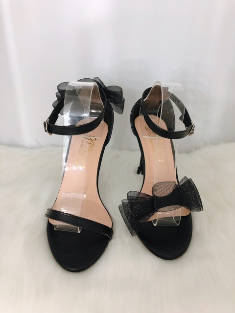 Giày Cao Gót 9P Quai Mãnh Nơ Lưới