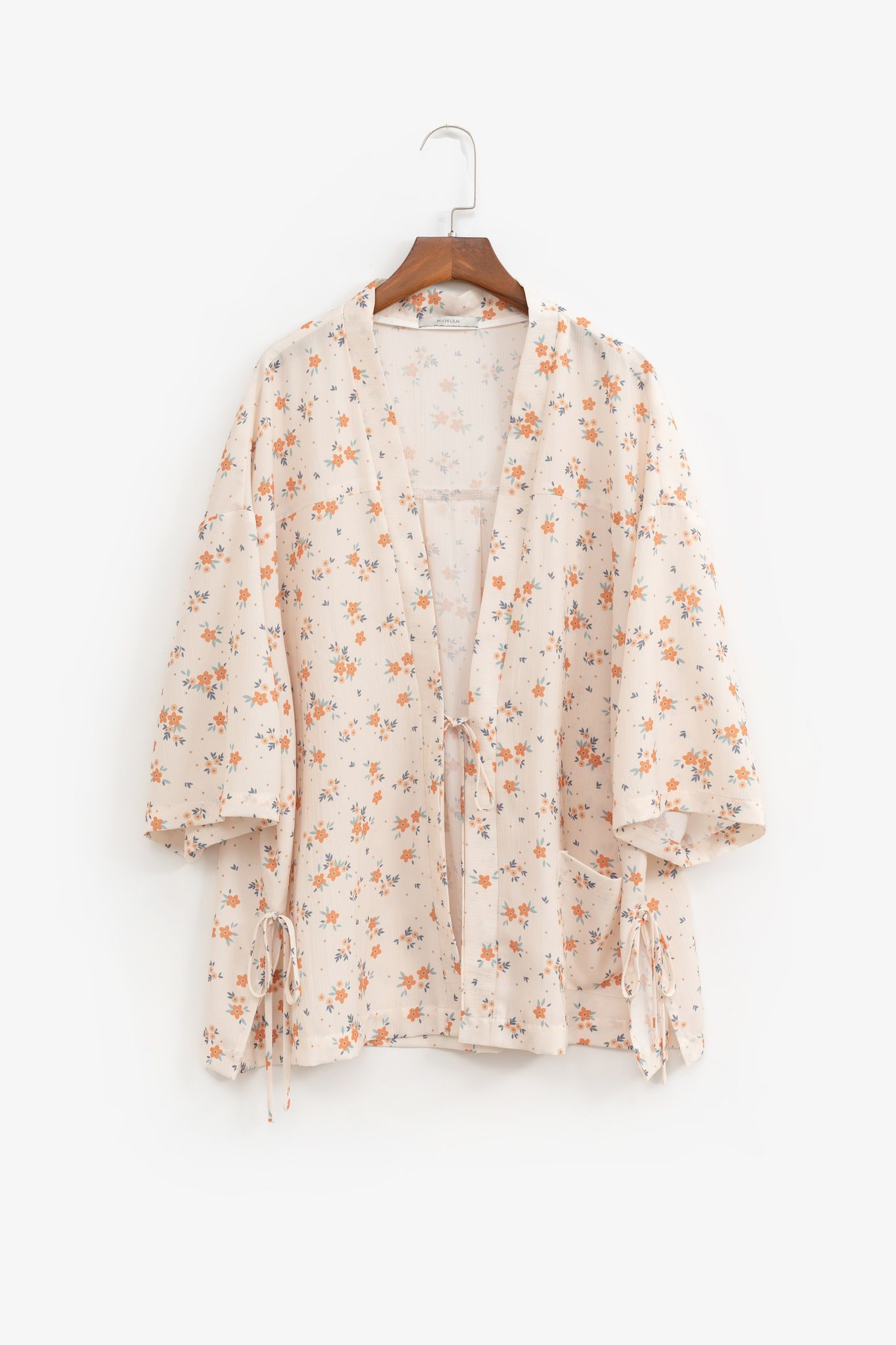 Áo Kimono Hoa Nơ - Cam Madelen