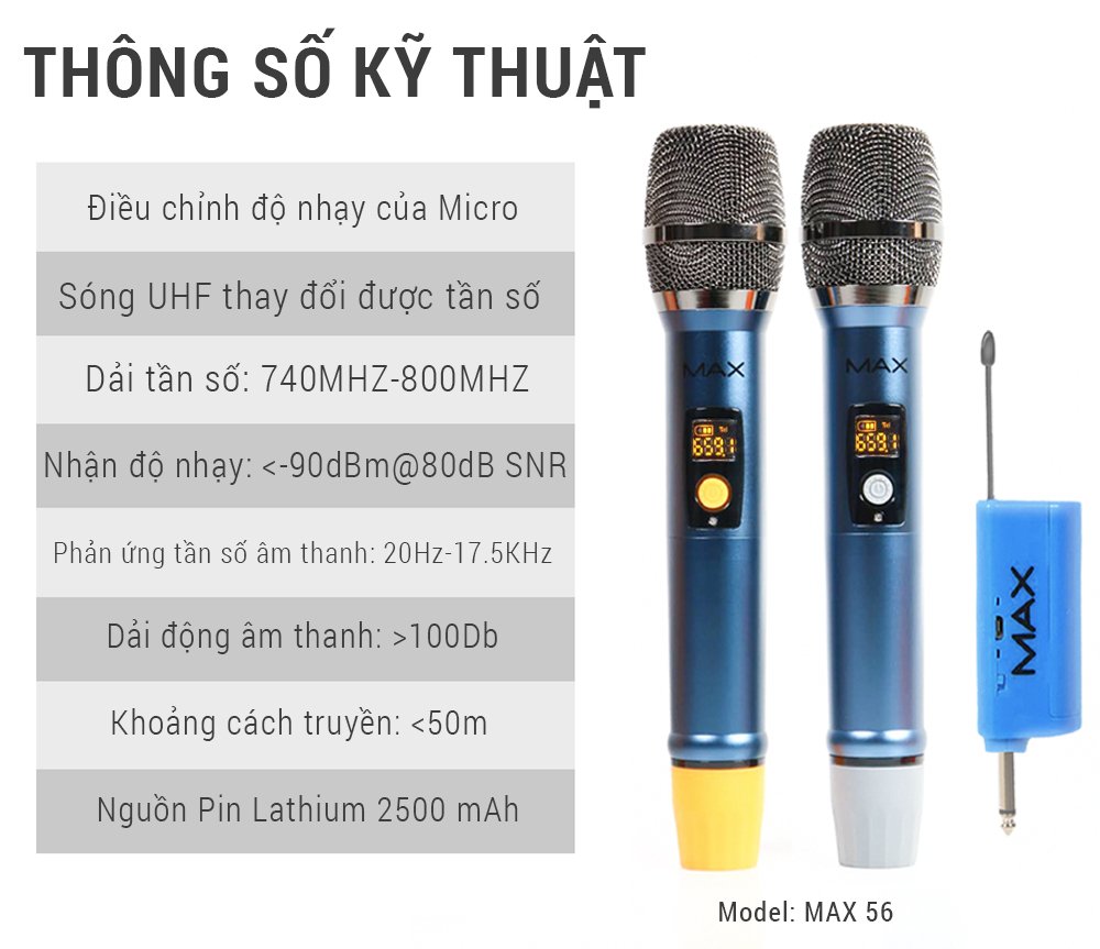 [HCM][SIÊU PHẨM 2021] Bộ Microđa Năng Không Dây Cao Cấp Max 56Micro Không Dây Mic Bluetooth Mic Karaoke Cho Loa Kéo Loa Không Dây Mic Đa Năng Sạc Pin Ngay Trên Mic - Sử Dụng Pin Sạc Dung Lượng Cao - Màn Hình LCD Hiển Thị Tần Số