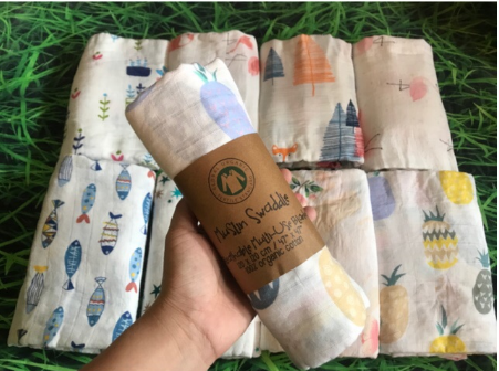 Khăn xô tắm Muslin Swaddle 100% organic cotton