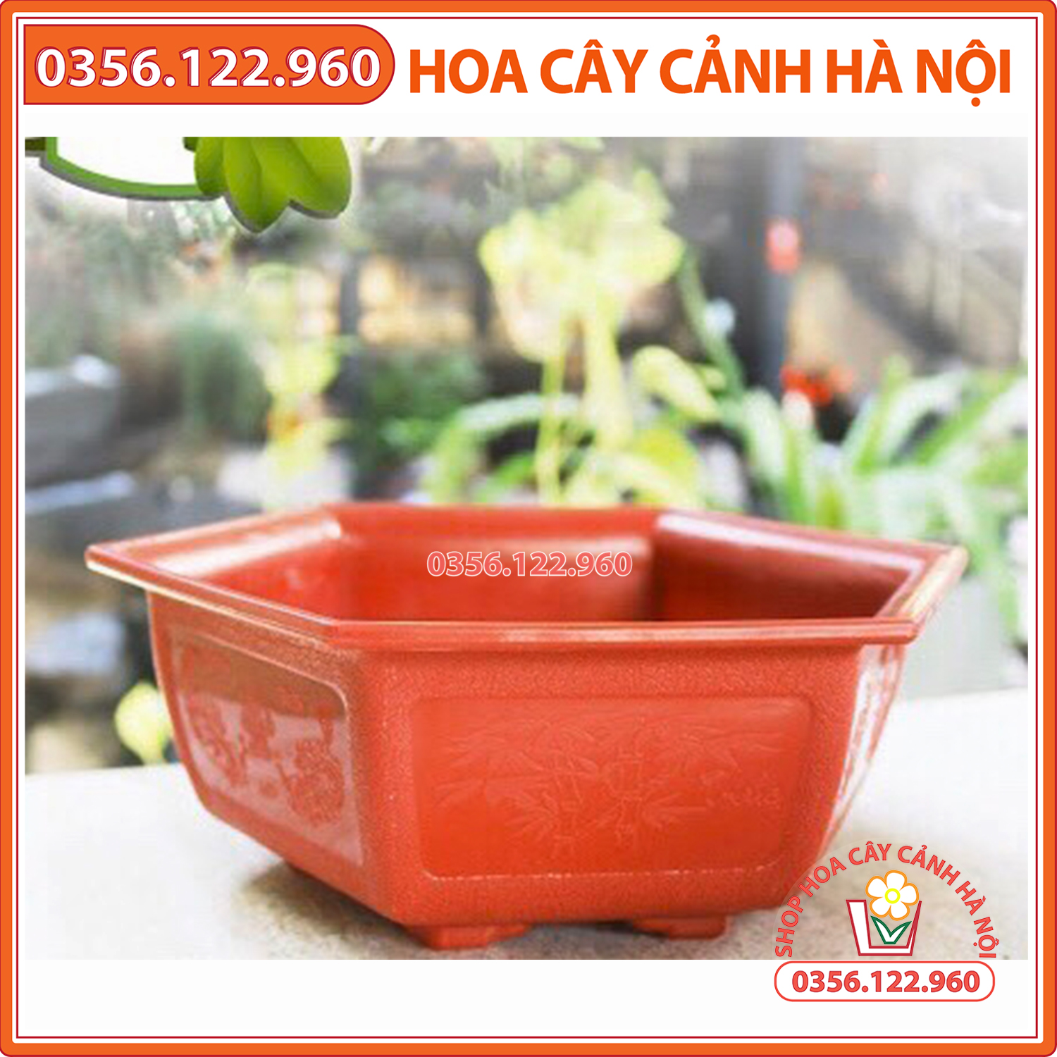 Bộ 10 chậu nhựa nâu đỏ lục giác miệng 25cm