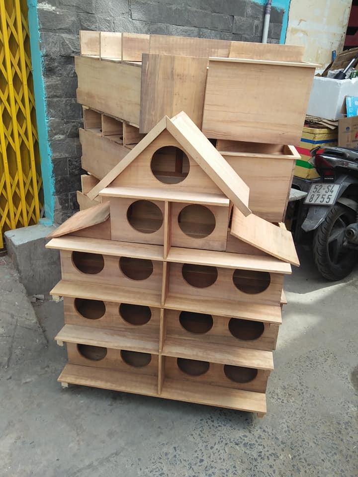 Chuồng bồ câu gỗ 15 lỗ trồng gỗ cây vườn nuôi 8 đôi chim bồ câu thả
