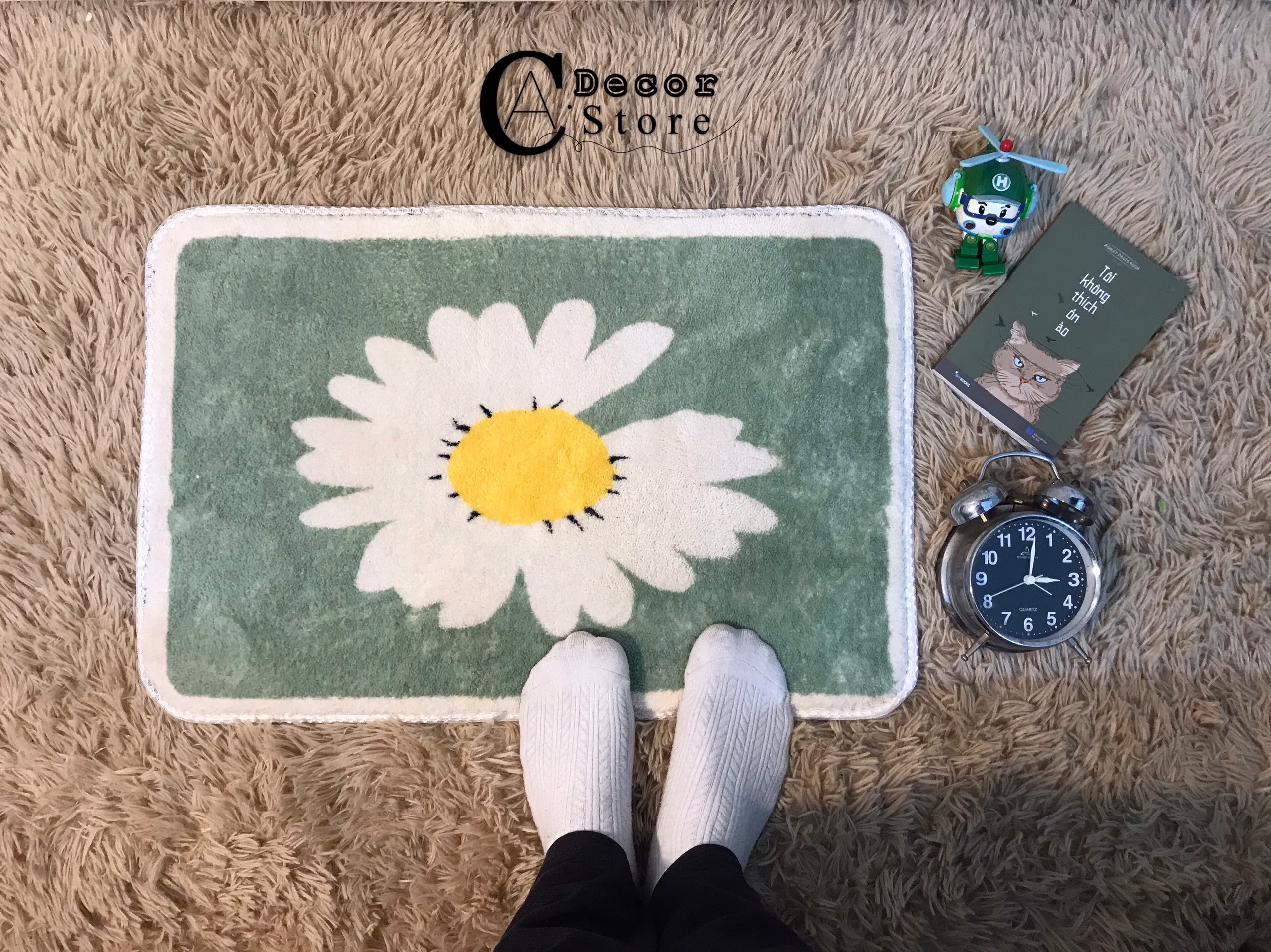 Thảm Lau Chân Nhà Tắm , Thảm Nhà Bếp ,Thảm Phòng Khách ,Thảm Phòng Ngủ Hình Hoa Cúc , Có Chống Trơn Trượt Bông Mịn, Chống Ẩm Thấm Hút Tốt