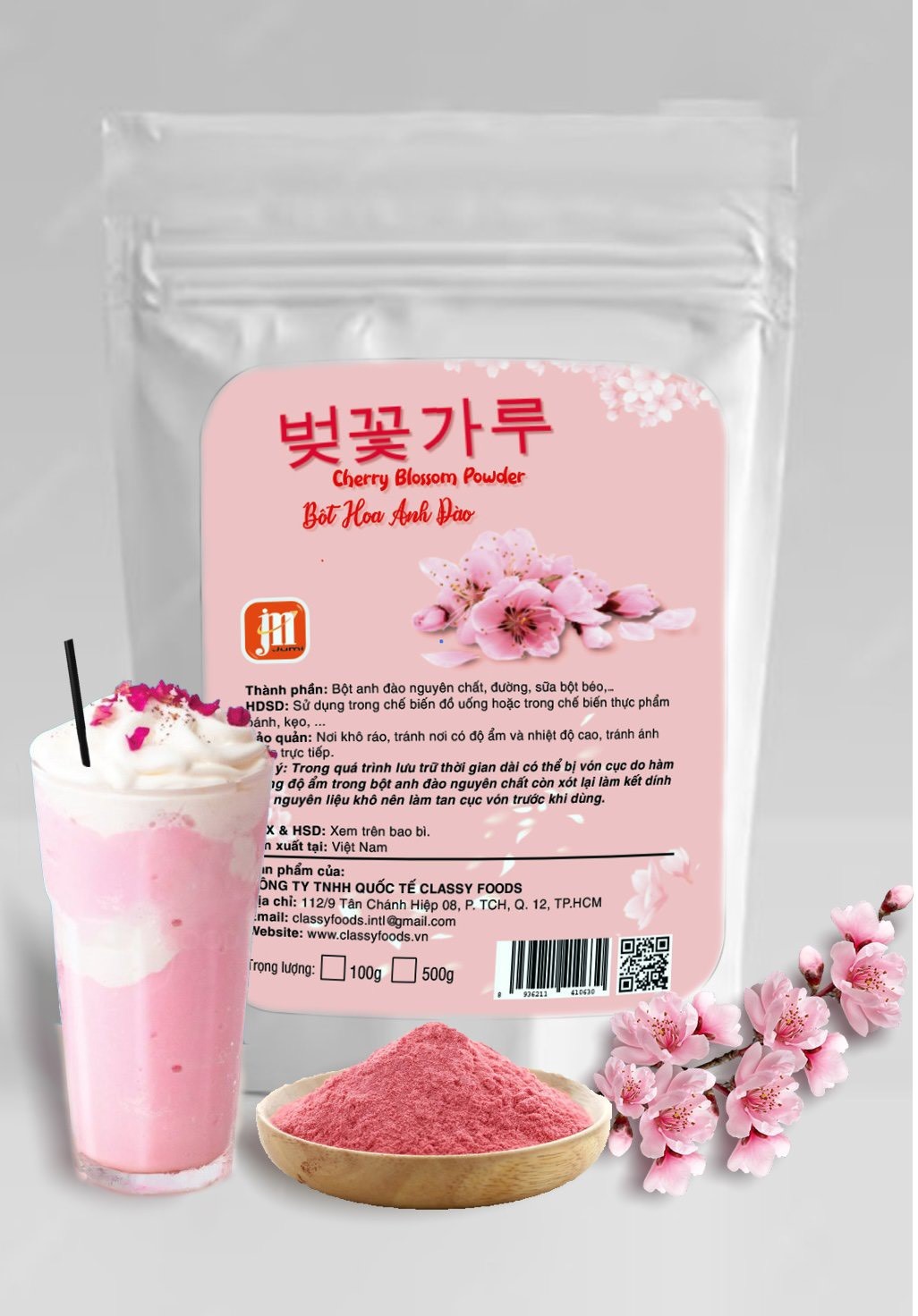 Bột hoa anh đào 100g dùng làm trà sữa đá xay bánh mousse sakura-pl231
