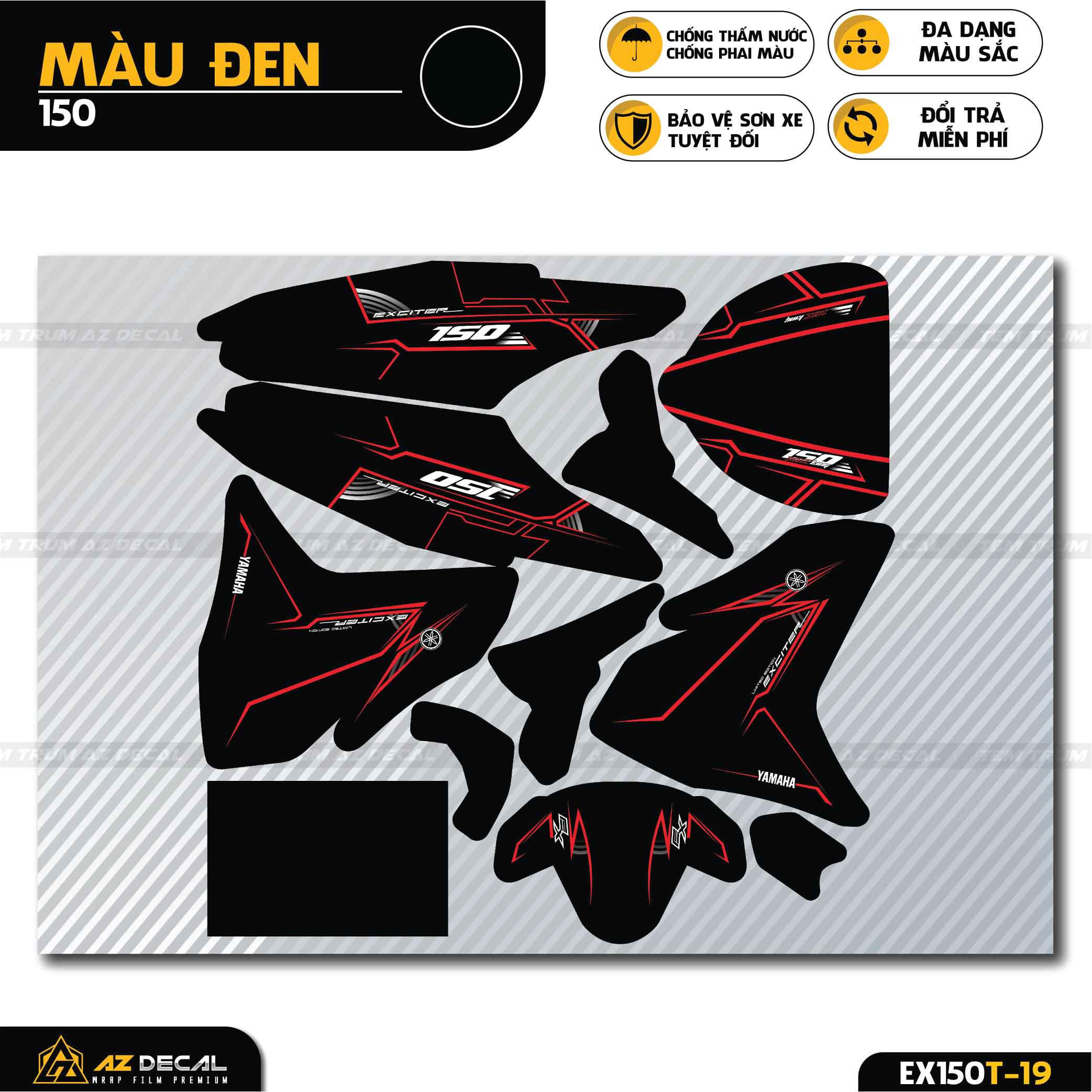 Tem Trùm Exciter 150 Phong Cách Cyberpunk | EX150T-19 | Decal Dán Ex 150 Chống Phai Màu, Bảo Vệ Sơn Xe - Azdecal