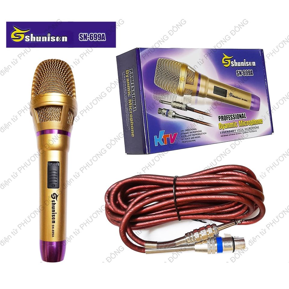 [ Mic Bãi Xịn ] Micro Hát Karaoke Có Dây Cao Cấp Shunison Sn-699, Micro Chuyên Nghiệp Hát Nhẹ, Bắt Giọng Nhạy, Dây Mic Dài 5m, Tay Cầm Khung Thép Không Gỉ, Chất Âm Dày, Trầm Ấm, Bắt Âm Nhạy, Chống Hú, Chống Nhiễu Tốt, Bh 1 Năm.