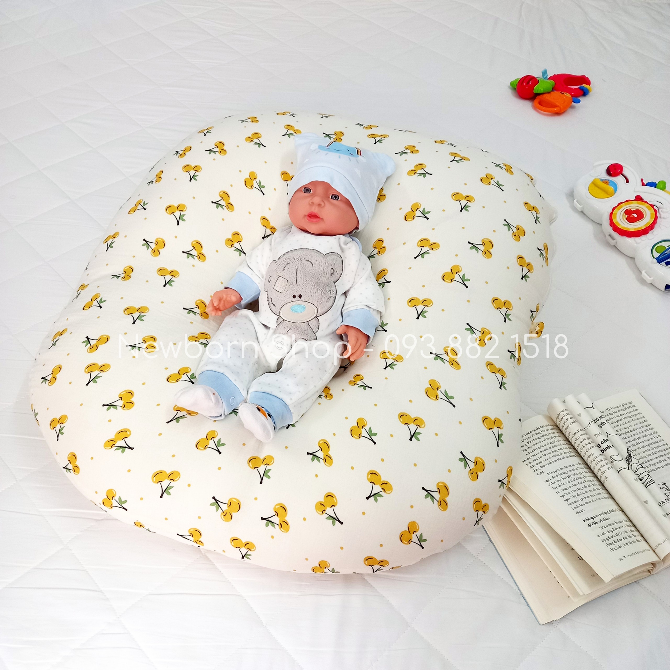 Gối Chống Trào Ngược Vải Xô Muslin Hàn Quốc-Giúp bé ngủ ngon, hạn chế giật mình, nôn trớ sữa