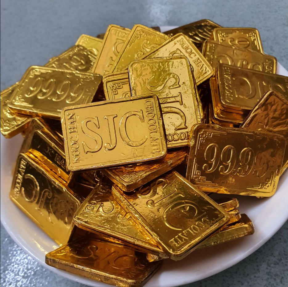 Tết 2022Socola vàng miếng 9999 SJC Ngọc Hân 1kg - chocolate