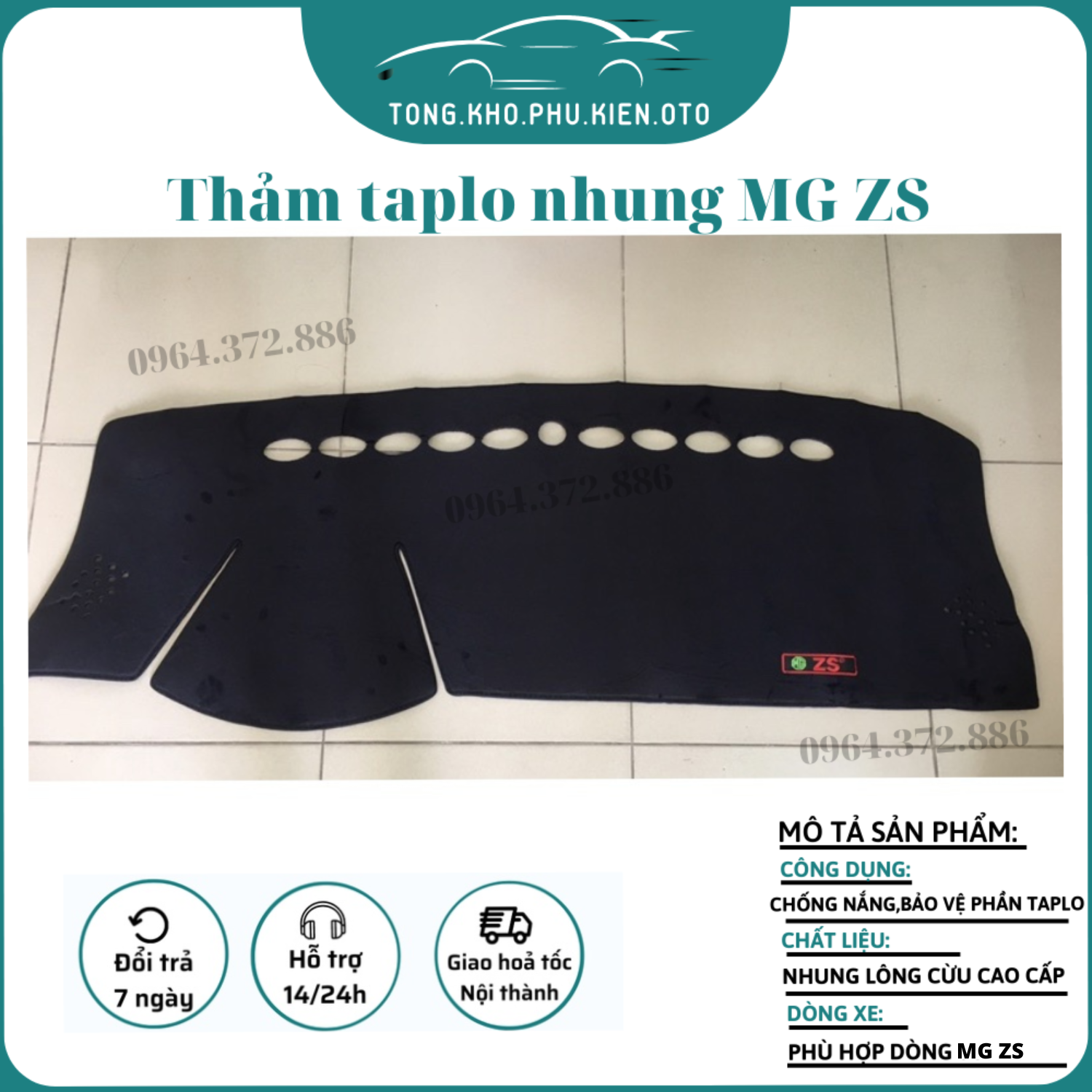 Thảm taplo nhung lông cừu xe mg zs cao cấp