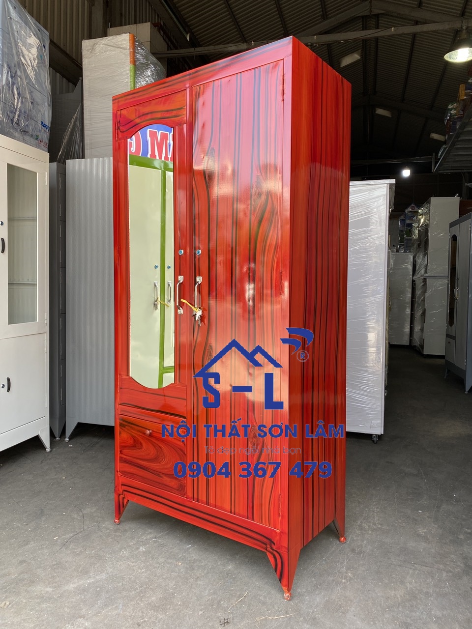 Tủ sắt quần áo 2 cánh 1m6 giá rẻ sơn dầu