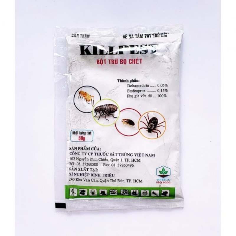 THUỐC DIỆT BỌ CHÉT, RẬN RỆP CHO CHÓ, MÈO KILLPEST (gói 50g)
