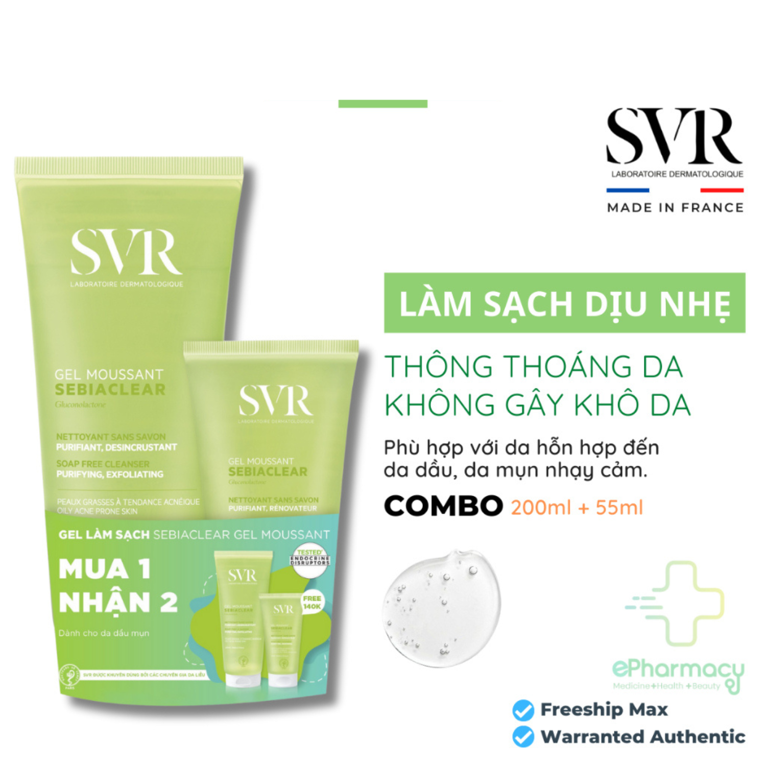 SVR SEBIACLEAR Gel Moussant