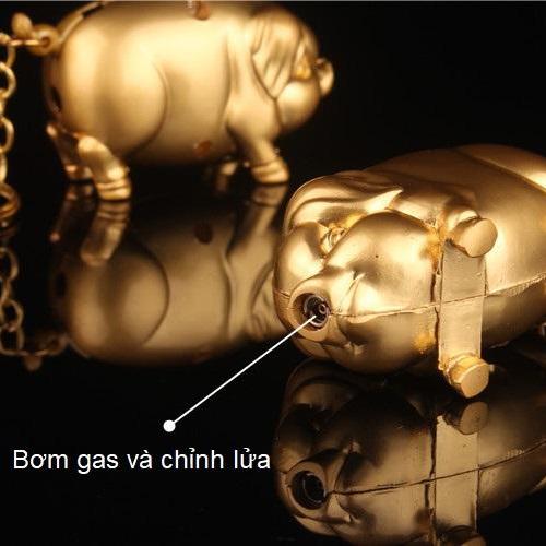 Bật Lửa Móc Khóa Gas thường hình HEO VÀNG may mắn