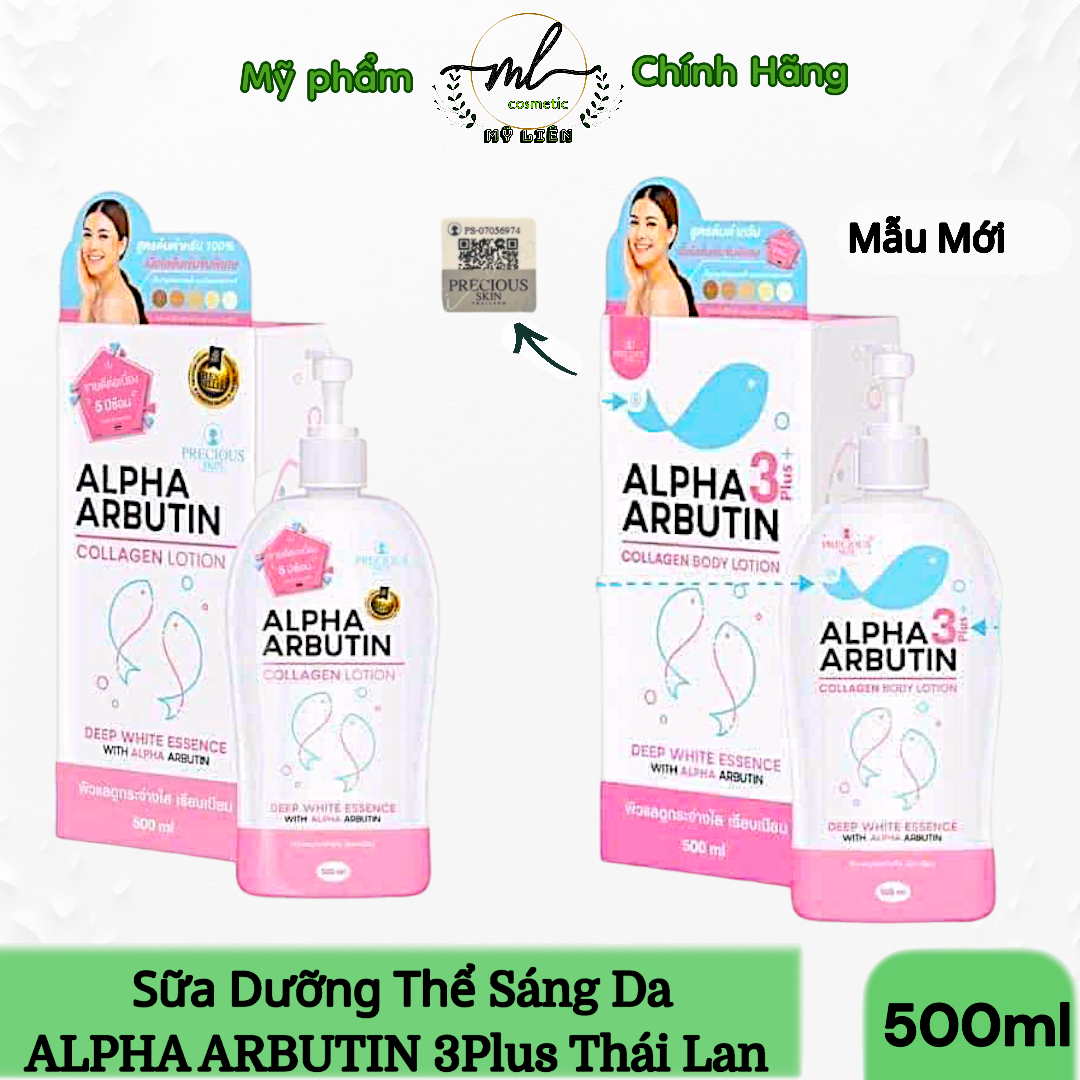 MẪU MỚI - Sữa Dưỡng Thể Trắng Da Alpha Arbutin Collagen Lotion 3+Plus 500ml