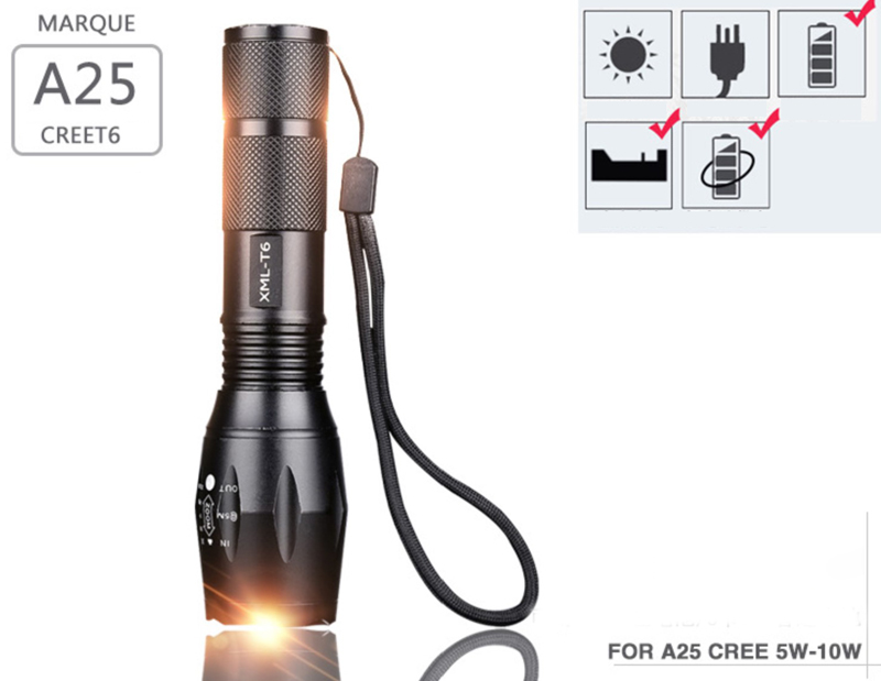Combo đèn pin siêu sáng XML-T6 (đèn + sạc + pin 4800mAh)