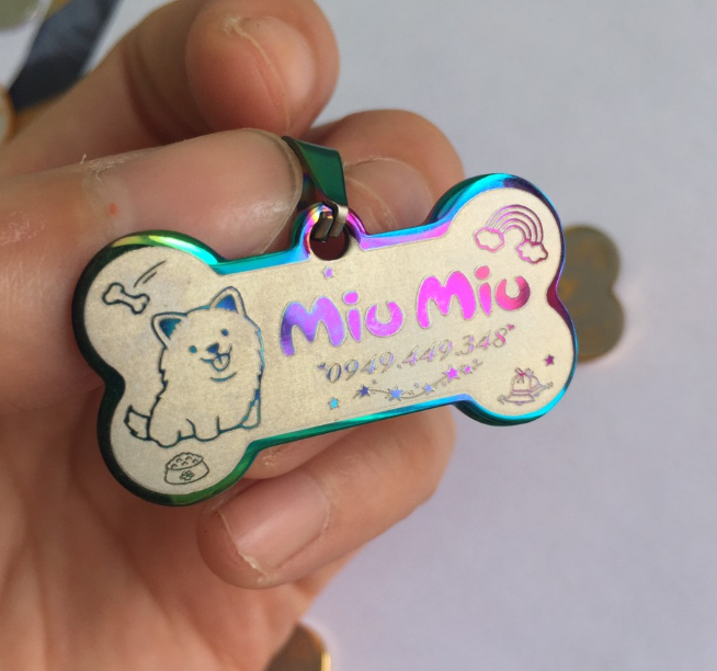 Thẻ khắc tên inox cho chó mèo thú cưng (khắc miễn phí)