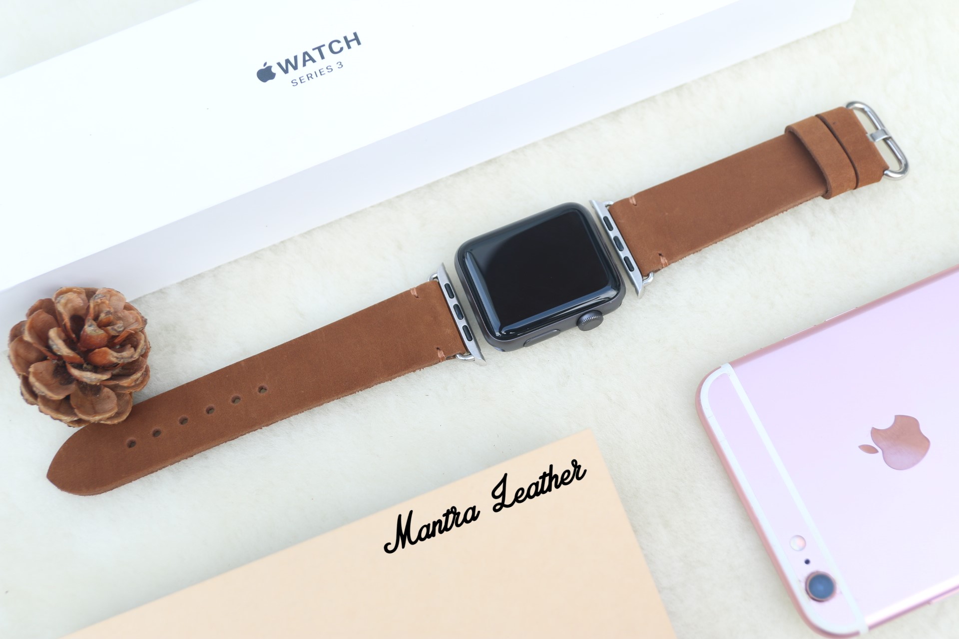 Dây da thay thế Apple Watch da bò sáp Handmade