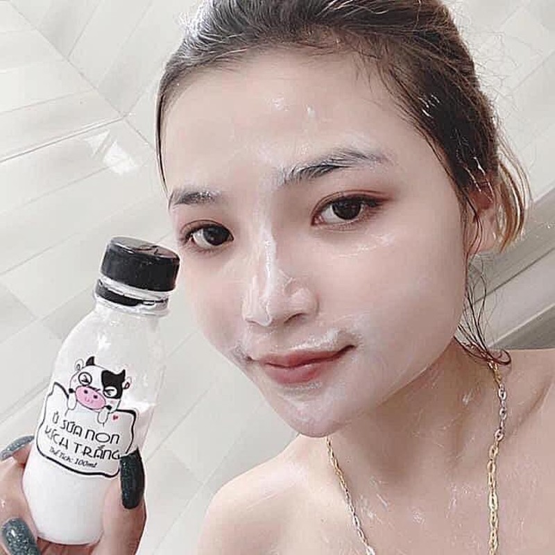 Combo 10 chai sữa bò non kích trắng 100ml trắng sáng da se khít chân lông