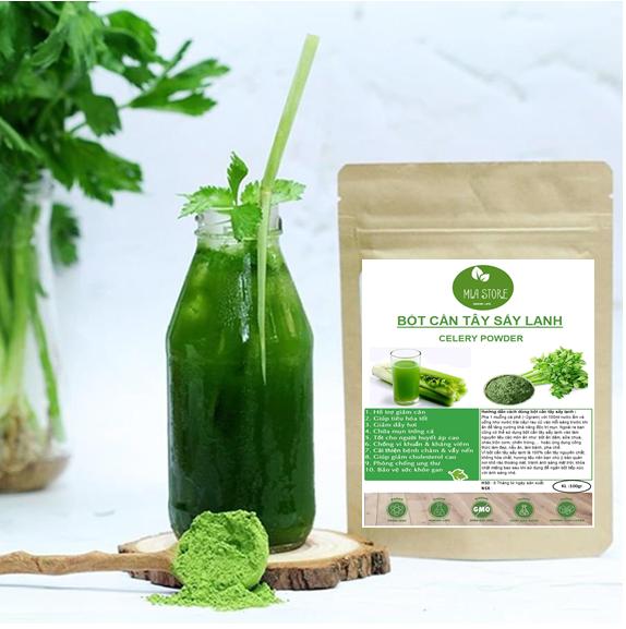 (TẶNG BÌNH DETOX )Bột cần tây sấy lạnh 100% nguyên chất (100Gr)