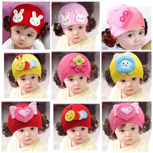 Mũ len tóc giả tiểu thư cho bé gái