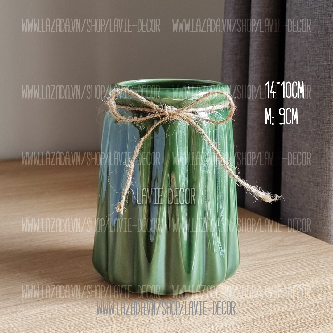 Lọ hoa gốm sứ men mát phong cách châu Âu