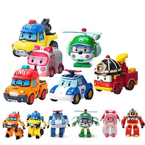 Xe bus 6 đội bay Poli robocar biến hình