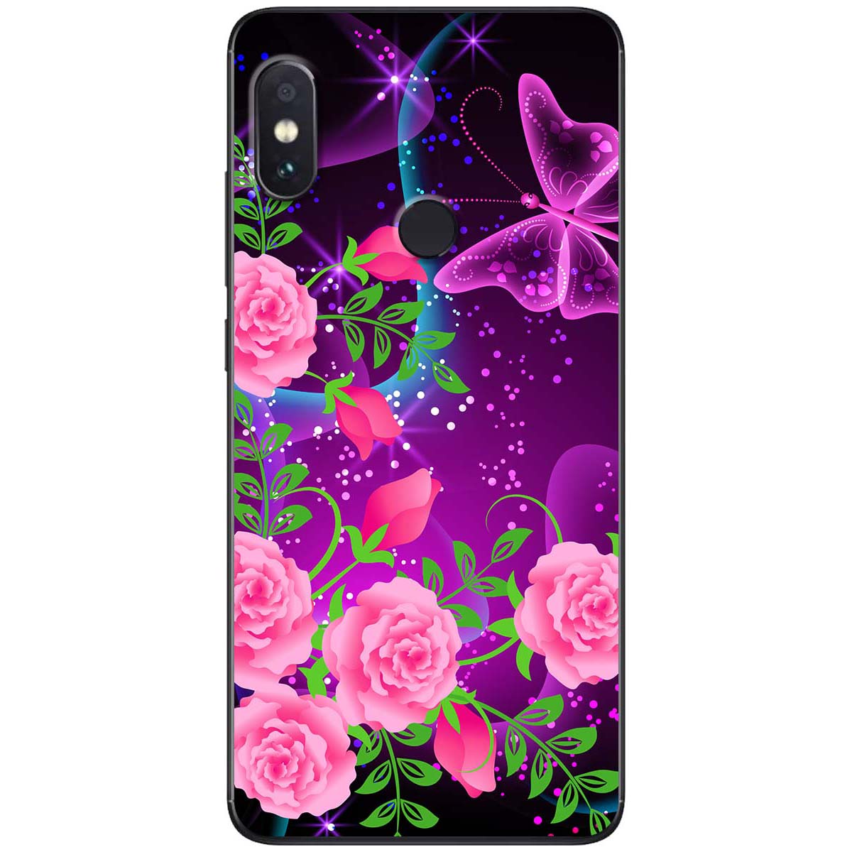 Ốp lưng dành cho Xiaomi Redmi Note 7 mẫu Hoa hồng bướm tím