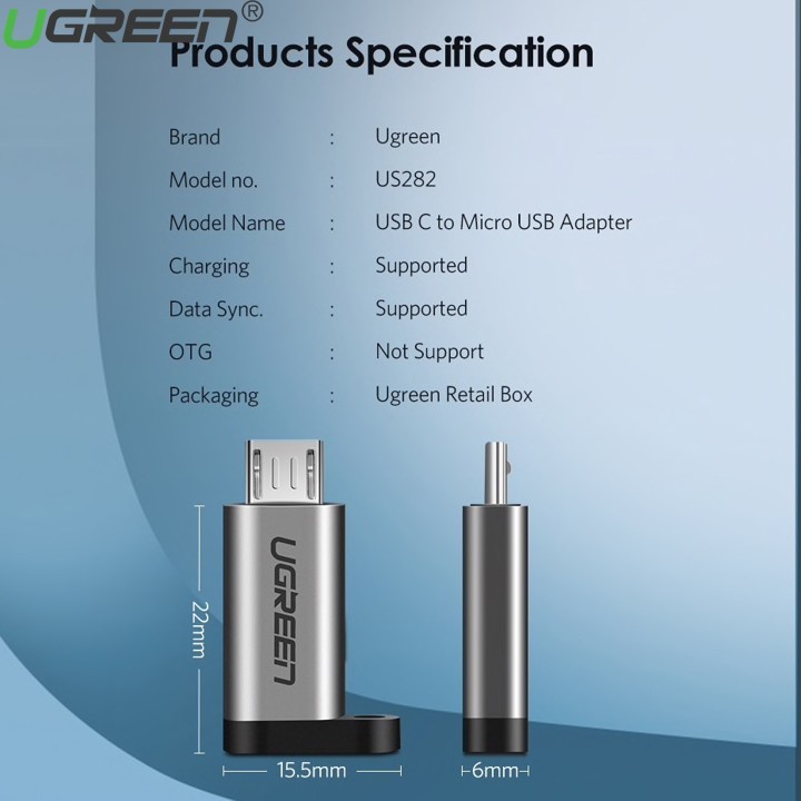 Đầu chuyển Type C cái sang Micro USB đực UGREEN US282 - 50590