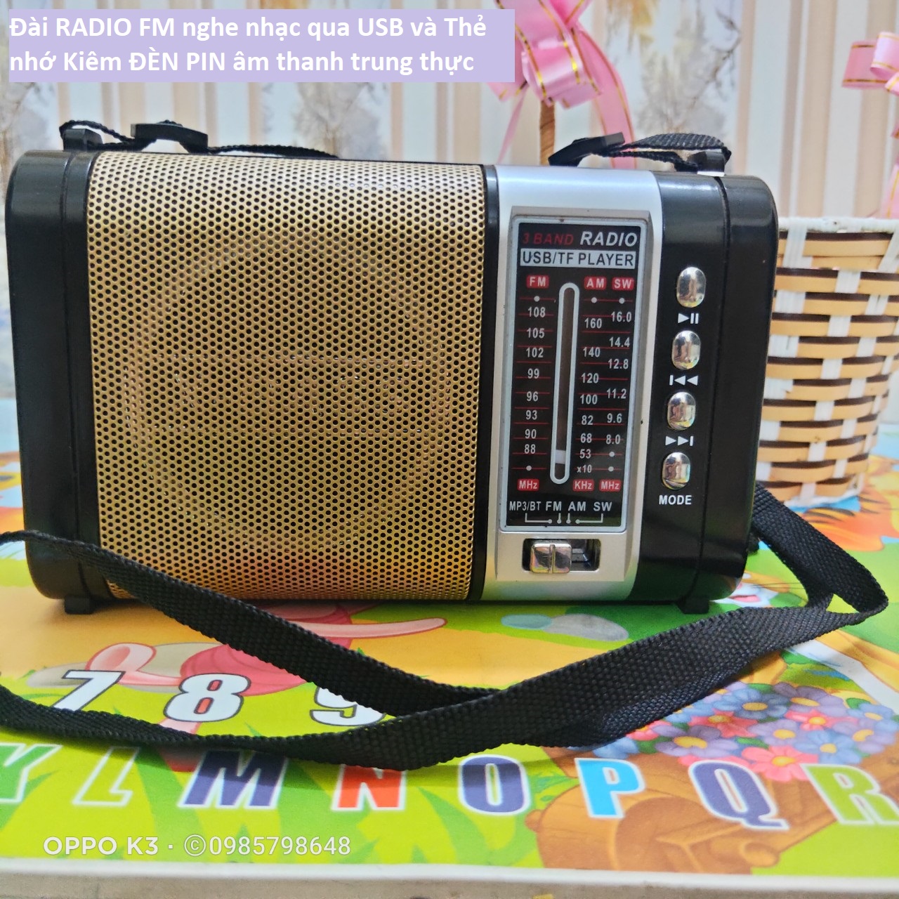 Đài RADIO FM nghe nhạc qua USB và Thẻ nhớ Kiêm ĐÈN PIN âm thanh trung thực  WAXIBA XB-772 BT 